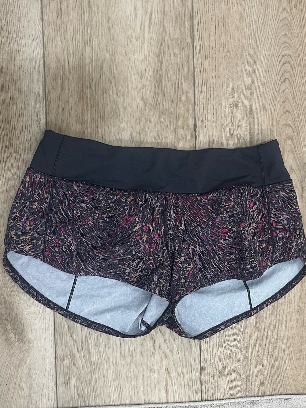 lululemon athletica Black Marled Running Shorts with Pink Accents